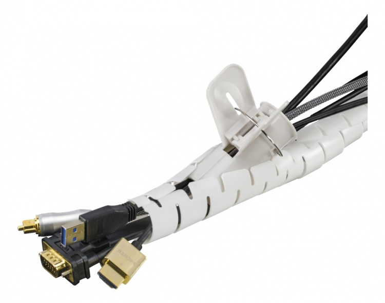 DELTACO Kabelskjulere i nylon, 25mm diameter, værktøj, 20m, hvid