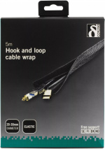 DELTACO kabelsorteringsstrømpe i nylon, lukkebånd, 5m, sort