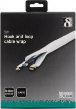 DELTACO kabelsorteringsstrømpe i nylon, lukkebånd, 5m, hvid