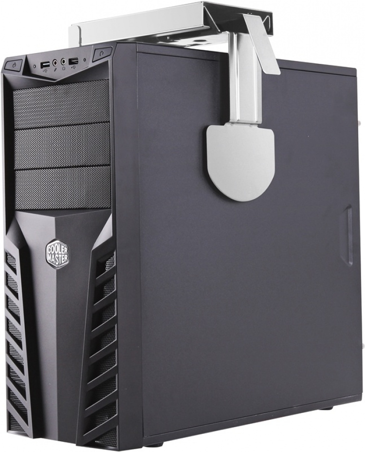 DELTACO computerholder i stål til montering under bord/væg, sølv