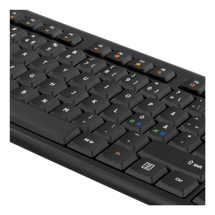 DELTACO Tastatur, nordisk layout, USB, 1,1m kabel, sort