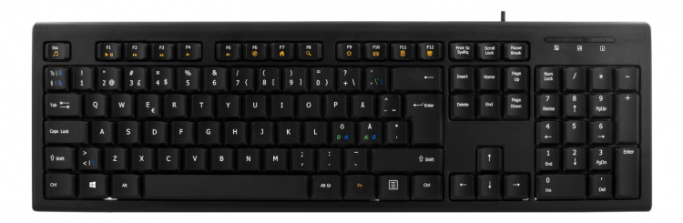 DELTACO Tastatur, nordisk layout, USB, 1,1m kabel, sort