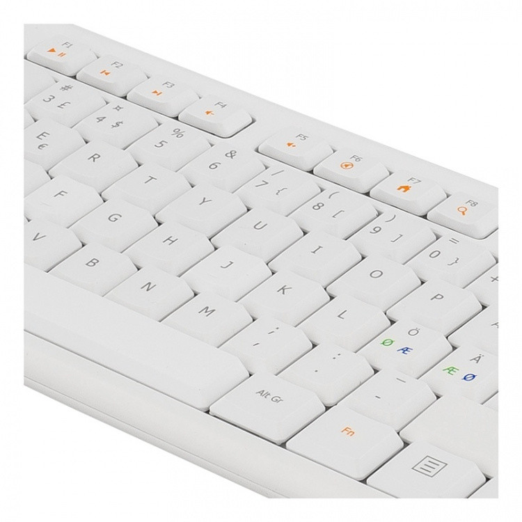 DELTACO Keyboard, 105 keys, Nordic layout, USB, white, 13 media keys, DELTACO Keyboard, 105 keys, Nordic layout, USB, white, 13 media keys,