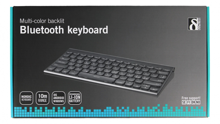 DELTACO trådløst minitastatur, lave taster, baggrundsbelyst, indbygg