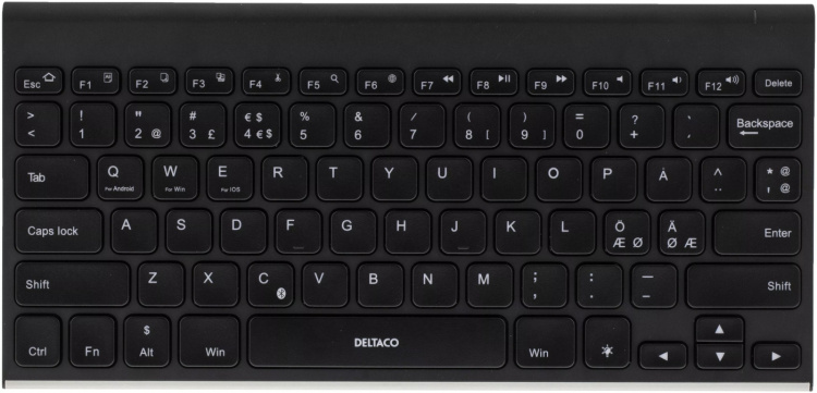 DELTACO trådløst minitastatur, lave taster, baggrundsbelyst, indbygg