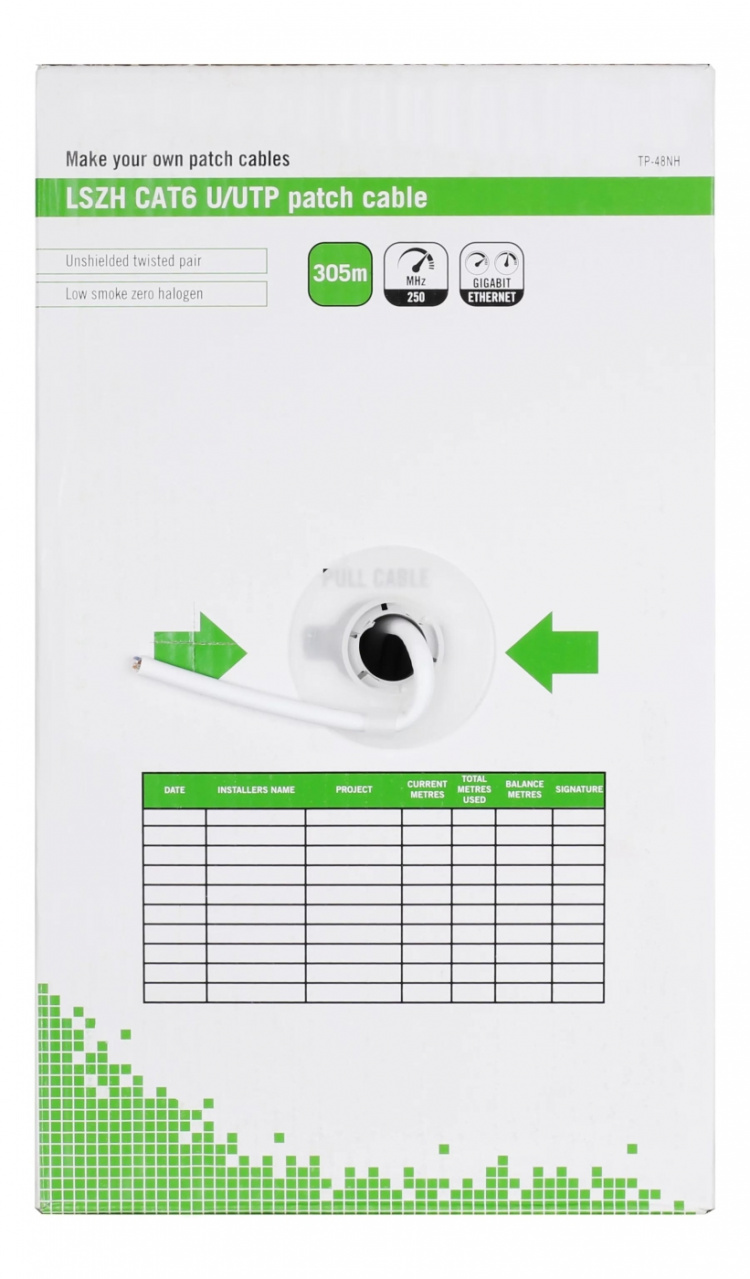 DELTACO U/UTP Cat6 Patch Cable, LSZH, 305m box, white