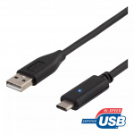 DELTACO USB 2.0 cable, Type A M - Type C M, 2m, black