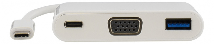 DELTACO USB-C to VGA and USB Type A adapter, USB-C FM, 60W, white