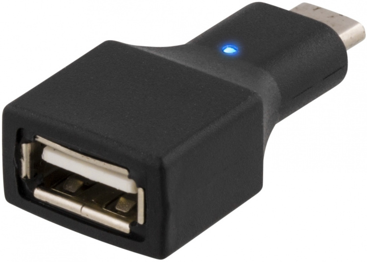 DELTACO USB 2.0 adapter, Type C - Type A F, black