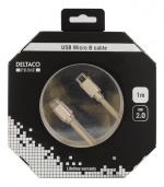 DELTACO PRIME USB cable, 2.0, Type C ma, Type Micro-B ma, 1m, gold