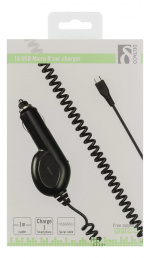 DELTACO biloplader med Micro USB, 1A, 12-24V, 1m spiralkabel, sort DELTACO biloplader med Micro USB, 1A, 12-24V, 1m spiralkabel, sort