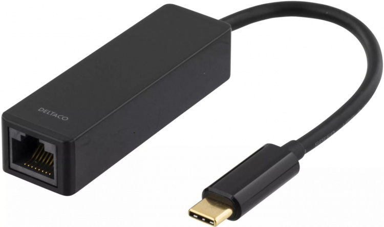 DELTACO, USB 3.1 netværksadapter, 1xRJ45, 1xUSB-C han, sort DELTACO, USB 3.1 netværksadapter, 1xRJ45, 1xUSB-C han, sort