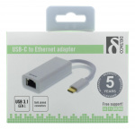 DELTACO, USB 3.1 netværksadapter, 1xRJ45, 1xUSB-C han, hvid DELTACO, USB 3.1 netværksadapter, 1xRJ45, 1xUSB-C han, hvid