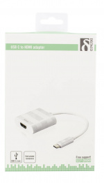 DELTACO, USB 3.1 til HDMI adapter, USB-C han - HDMI hun, hvid