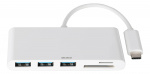 DELTACO USB 3.1 Gen 1 hub, USB-C, 3USB A, SD/microSD reader, white