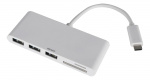 DELTACO USB 3.1 Gen 1 hub, USB-C, 3USB A, SD/microSD reader, white