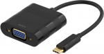 DELTACO, USB 3.1 til VGA adapter, USB-C han - VGA hun, sort