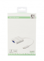 DELTACO, USB 3.1 til VGA adapter, USB-C han - VGA hun, hvid
