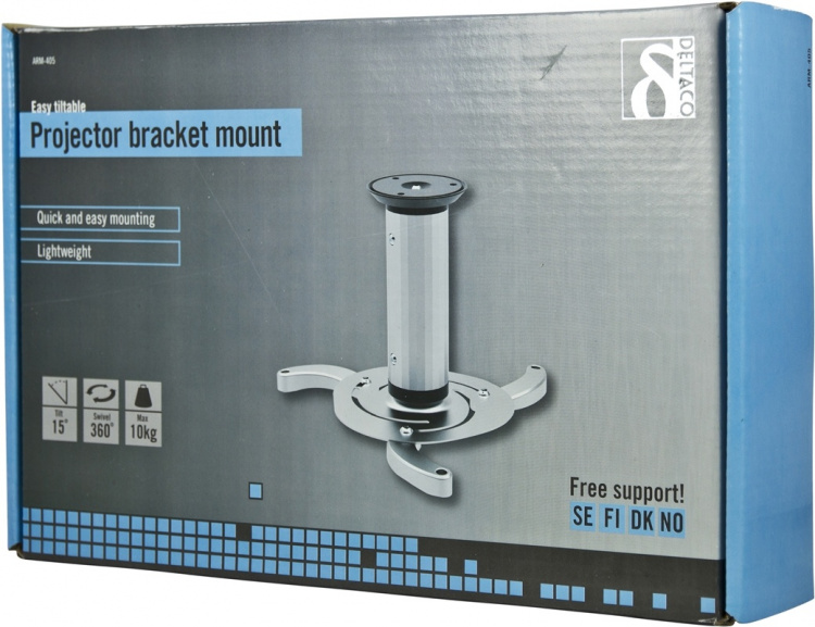 DELTACO loftbeslag til projektor, <b>maks 10kg</b>, 80-170mm justerbar