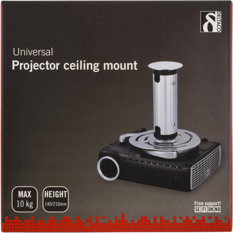 DELTACO loftbeslag til projektor, <b>maks 10kg</b>, 80-170mm justerbar