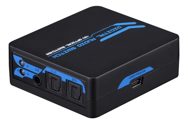 SPDIF/TOSLINK Digital Optical Audio 4x1 Switch with IR Remote Control