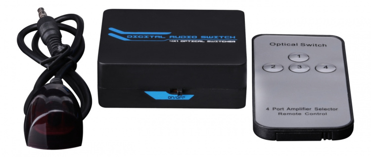 SPDIF/TOSLINK Digital Optical Audio 4x1 Switch with IR Remote Control