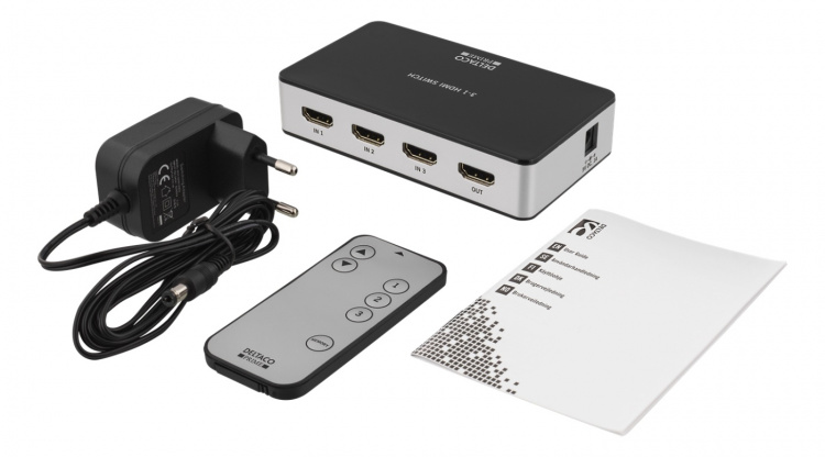 Premium HDMI-switch med 3 porte, IR-fjernbetjening, Ultra HD i 60 Hz, sort Premium HDMI-switch med 3 porte, IR-fjernbetjening, Ultra HD i 60 Hz, sort