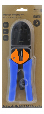 DELTACO Modulværktøj til 4/6/8-pin med afbidere/skrallere, blå