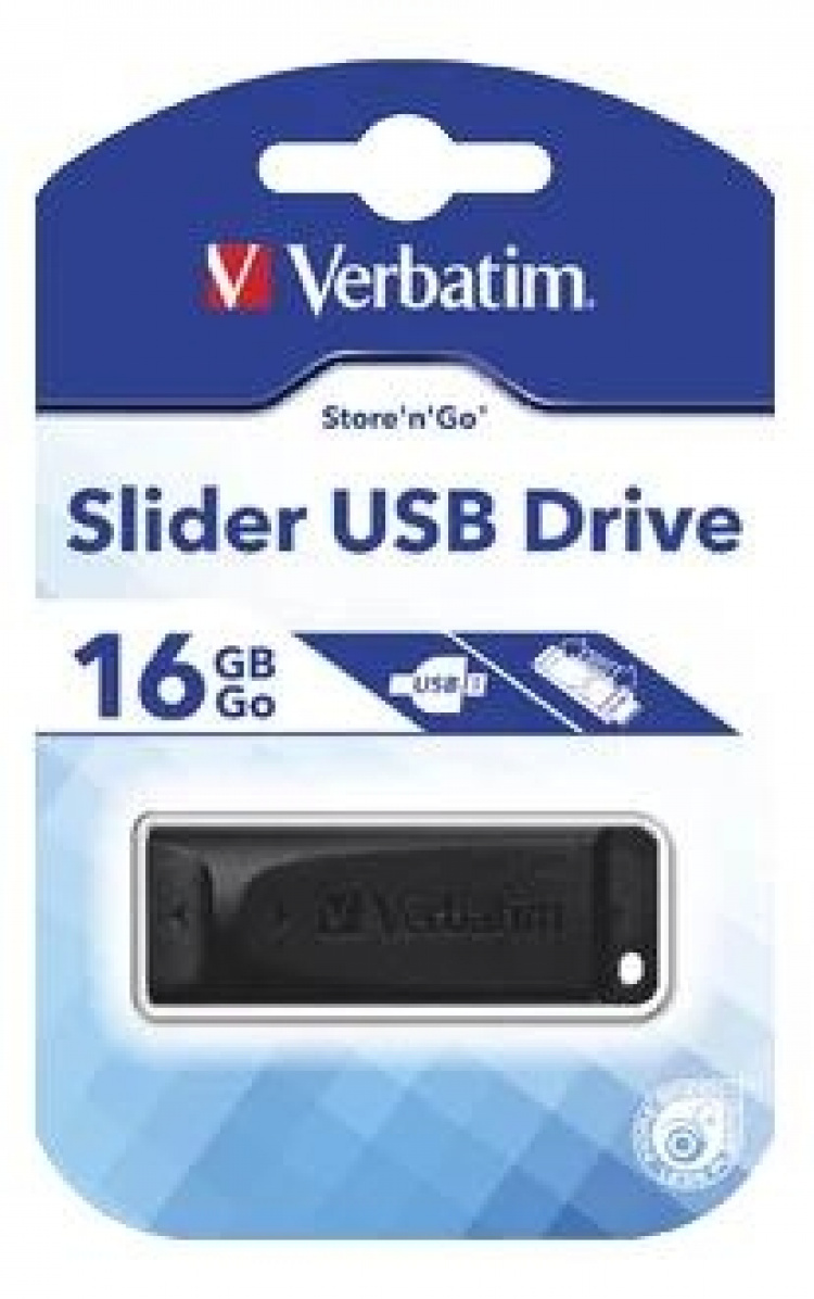Verbatim slider USB Drive, 16GB, USB 2.0, black