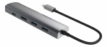 WINSTAR 4-ports USB-hub, type C, type A, aluminium
