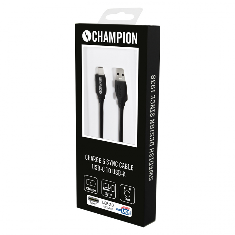 Champion USB 2.0 C till A, 3m Champion USB 2.0 C till A, 3m