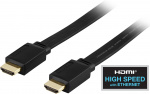 DELTACO fladt HDMI 1.4-kabel, HDMI Type A han, guldbelagt, 3m, hvid