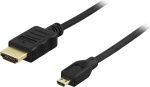 DELTACO HDMI 1.4-kabel, HDMI Type A han - HDMI Micro han, guldbelagt,