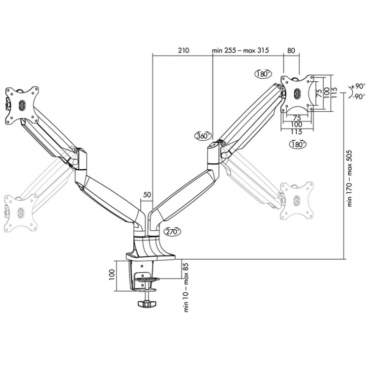LogiLink Monitorarm dubbel 13-32
