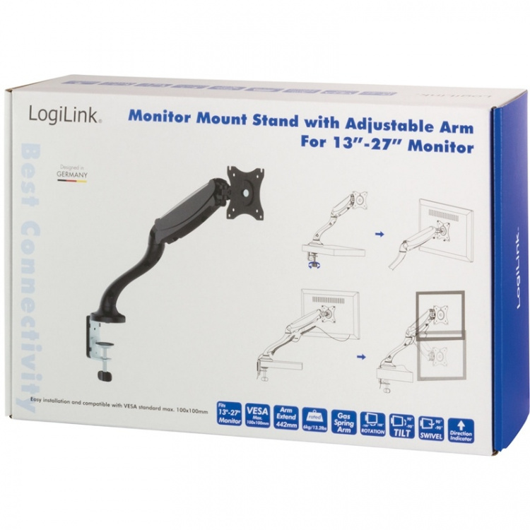 LogiLink Monitorarm gas dubbel 13-27