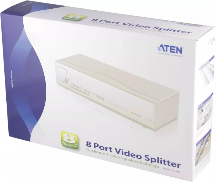 ATEN, VGA-splitter, 1-8, 1920x1440, HD15 han - 8xHD15 hun