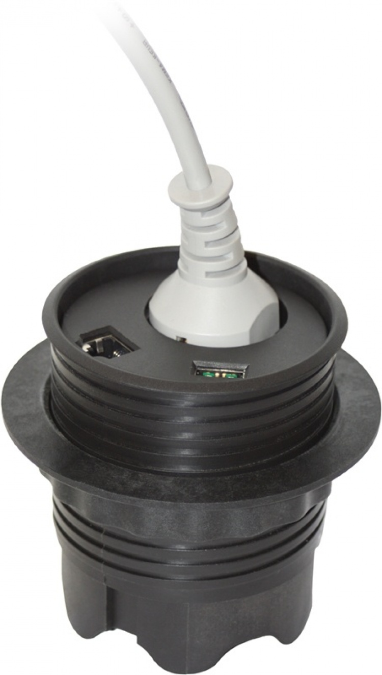 Powerdot Satelit PD12 - Satelit med et CEE 7/4 stik, 1xRJ45, 1xUSB Typ