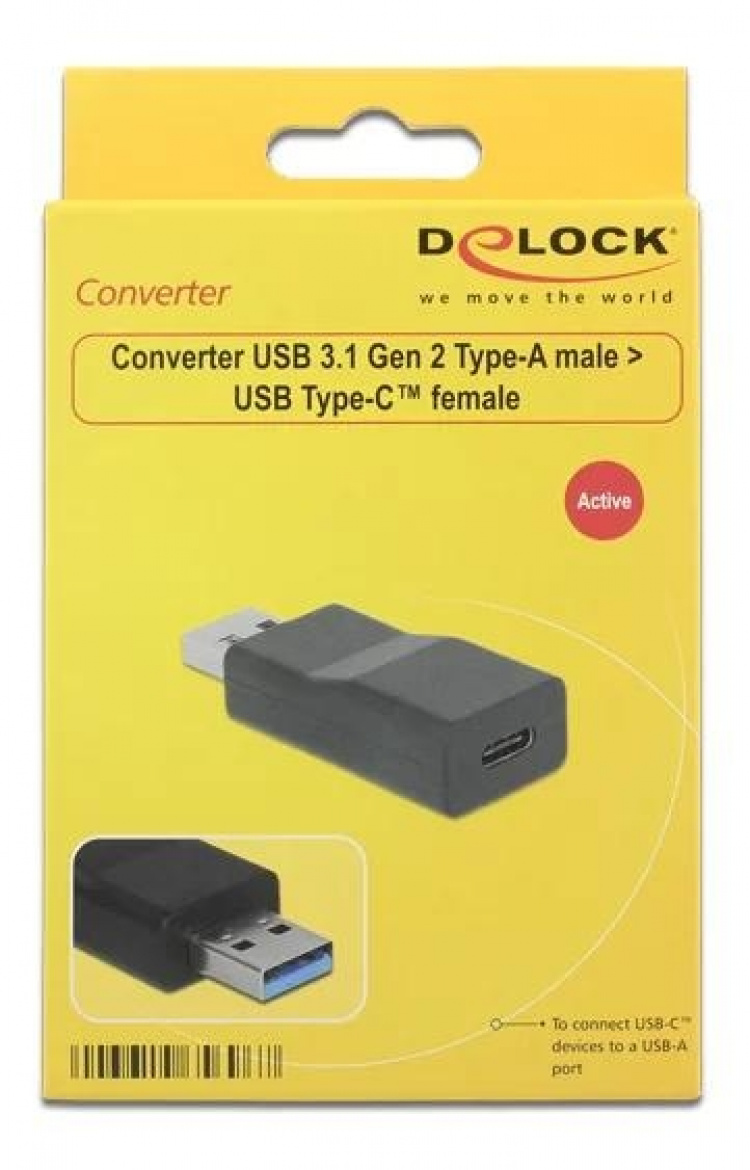 DeLOCK USB-konverter, USB-C - USB-A, 3.1 Gen 2, sort DeLOCK USB-konverter, USB-C - USB-A, 3.1 Gen 2, sort
