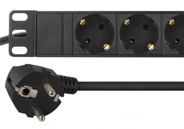 DELTACO power outlet, 9xCEE 7/4, 1xCEE 7/7, pet-protected, 3m, black