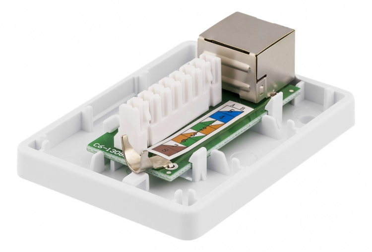 DELTACO shielded network socket, Surface FTP 1xRJ45, Cat6, white