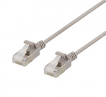 DELTACO U/FTP Cat6a patch cable, slim, 3,8mm in diameter, 1m, gray