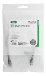 DELTACO U/UTP Cat6 patch cable, flat, 0,3m, Delta-cert, LSZH, gray DELTACO U/UTP Cat6 patch cable, flat, 0,3m, Delta-cert, LSZH, gray
