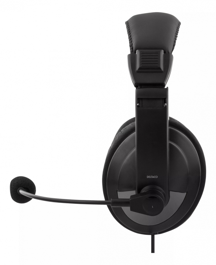 DELTACO USB stereo-headset, 40 mm drivere, 32 ohm, 20Hz-20kHz, 96dB ±