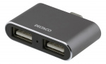 DELTACO USB-C minihub, 2x USB-A 2.0, 480 Mbps, 0,5A, space grey DELTACO USB-C minihub, 2x USB-A 2.0, 480 Mbps, 0,5A, space grey