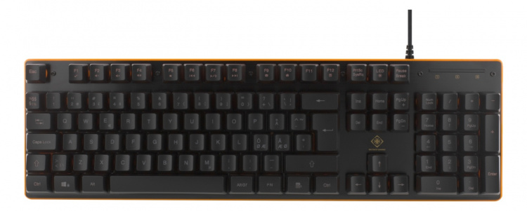 DELTACO GAMING tastatur med membrankontakt, nordisk layout, orange belysning