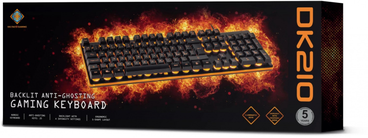DELTACO GAMING tastatur med membrankontakt, nordisk layout, orange belysning