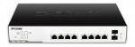 D-Link network switch, 8xRJ45, 2xSFP, PoE plus, Gigabit, black/silver