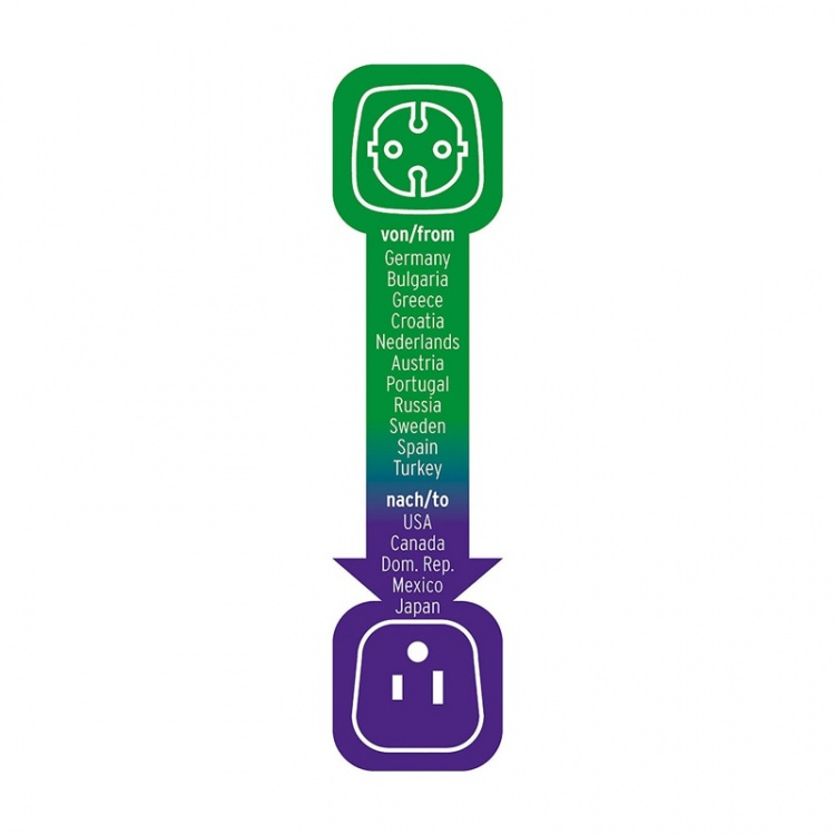 Rejsestikadapter til: USA, Japan-stikdåse og Euro-stik