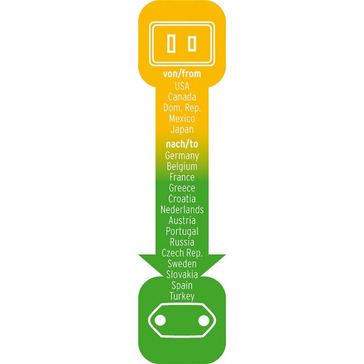 Rejseadapter USA-til-Europa med 2,5 A sikring