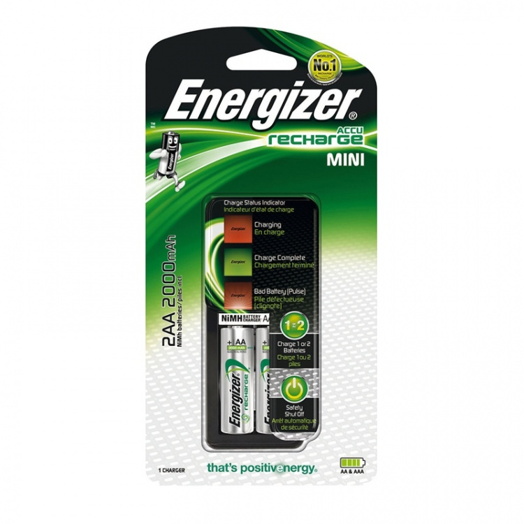 Energizer NiMH batterioplader AA / AAA | 1.2 V DC | 2x AA/LR6 | Euro | Energi fra batteritype: AA | Sort